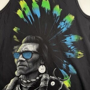 Rook Mens Graphic Tank Top Black Native American Chief Sunglasses Headdress L‎